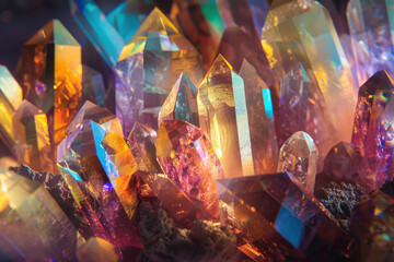 Gleaming Crystals Set Dazzling Jewel Illustrations - obrazy, fototapety, plakaty