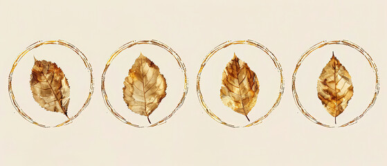 four different types of leaves are arranged in a circle