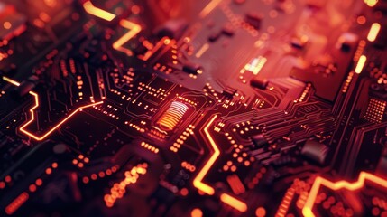 Fototapeta premium Circuit board.close-up view of advanced circuit board, Technology background. Motherboard digital chips.