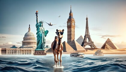 Surreal Global Landmarks and Camel Composite