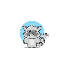 cute racoon cartoon illustration concept pose cute animal icon vector illustration collection