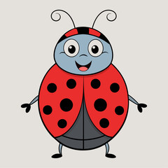 Cute Ladybug Character in Cartoon Style. Playful Ladybug Illustration with Polka Dot Pattern