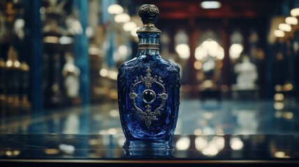 Historical premium blue wine bottle