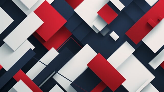 Dynamic intersecting shapes in white, ruby, and navy blue forming a hipster banner backdrop with vector illustration flair