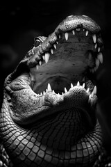Obraz premium Close-up of a crocodile with razor-sharp teeth ready to attack. v1