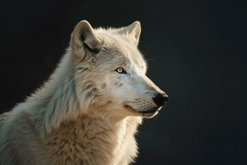 Portrait of a white wolf (Canis lupus)