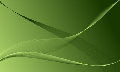green light with lines wave curves on gradient abstract background