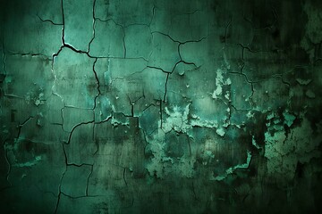 Grunge green wall with cracked paint,  Abstract background for design - obrazy, fototapety, plakaty
