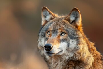Naklejka na ściany i meble Portrait of a wolf (Canis lupus) in the wilderness