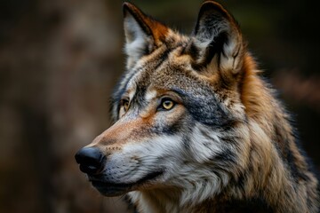 Naklejka na ściany i meble Close-up portrait of a wolf (Canis lupus)