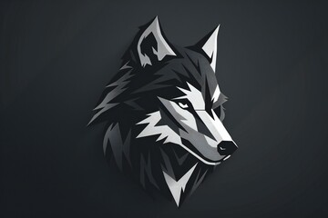 Illustration of a wolf head on a dark background,  Graphic concept for your design - obrazy, fototapety, plakaty