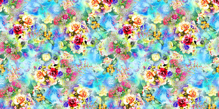 Pakistani Digital HD All_Over Flower Pattern Design for Digital Kurtis Design, Pattern Seamless