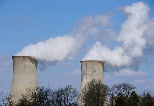 The distance view of two nuclear reactors near Limerick, Pennsylvania, U.S