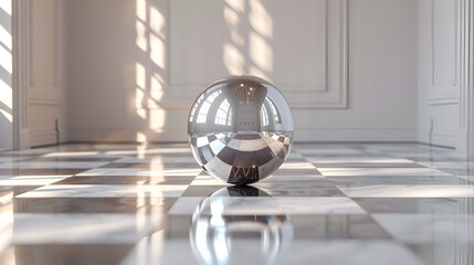 Fototapeta na wymiar Silver disco mirror ball cut out, generative Ai