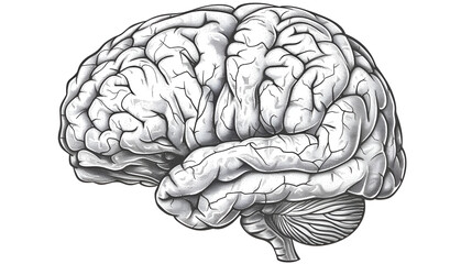 Sketch of Human brain isolated on transparent background, generative Ai