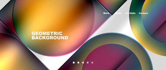 An artistic geometric background with symmetrical triangles, circles in electric blue, magenta, and violet hues on a white canvas. Perfect for eyewear design or modern art projects