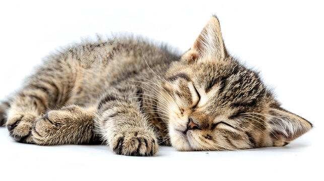 sleeping cat isolated on a white transparent background, generative Ai