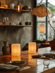 Cozy Restaurant Interior with Warm Table Lighting