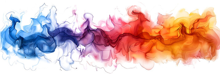 Pastel ombre watercolor paint stain on transparent background.
