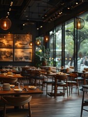 Fototapeta na wymiar Elegant Interior of a Modern Restaurant
