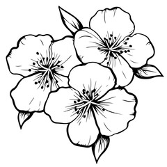 Cherry blossom png flat old school illustration, transparent background. AI generated Image by rawpixel.