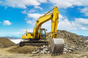 excavator. construction equipment, such as loaders or excavators