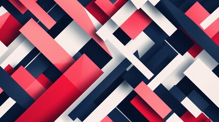 Hipster-chic banner backdrop with intersecting shapes in white, ruby, and navy blue, creating a trendy vector illustration