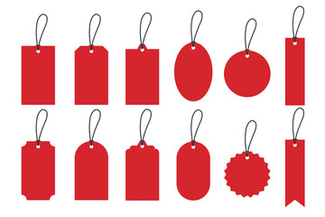 Obraz na płótnie Canvas Set of blank red tag. Vector illustration. 
