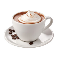 A cup of coffee or hot choclate with milk whip cream and cholcolate powder SVG on the transparent background