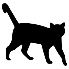 Cat shadow single 44 cute on a white background, vector illustration.