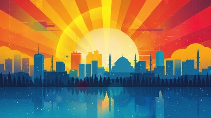 design of Istanbul, Turkey Colorful background
