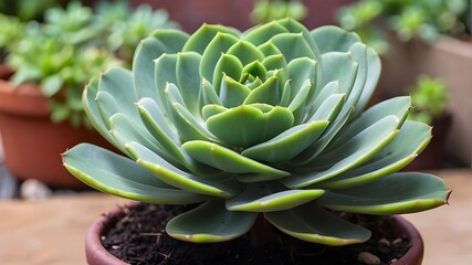  A vibrant green succulent with delicate rosette-shaped leaves 