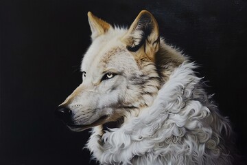Portrait of a wolf in the studio on a black background