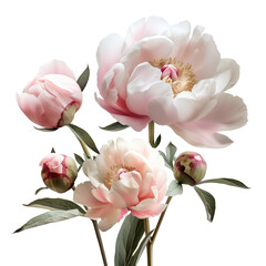 White peony flower isolated on white background