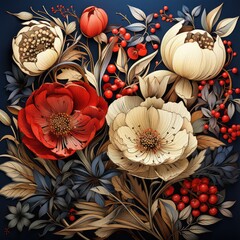 oldfstyle background with colorful flowers