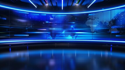3D Virtual News Studio Background. 3d rendering