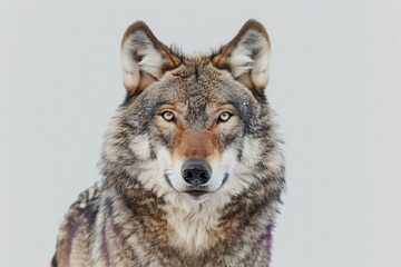 Portrait of a wolf in front of a white background, isolated - obrazy, fototapety, plakaty