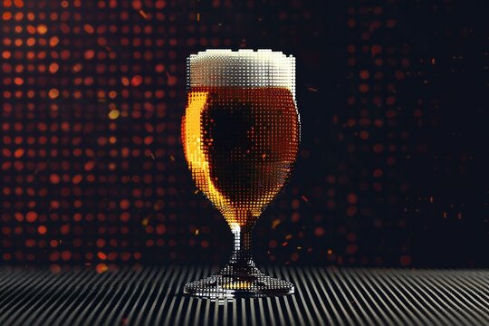 Glass of beer on a dark background,   rendering toned image