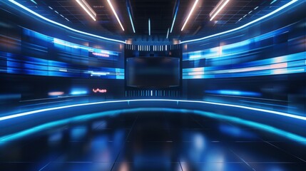 3D Virtual News Studio Background. 3d rendering