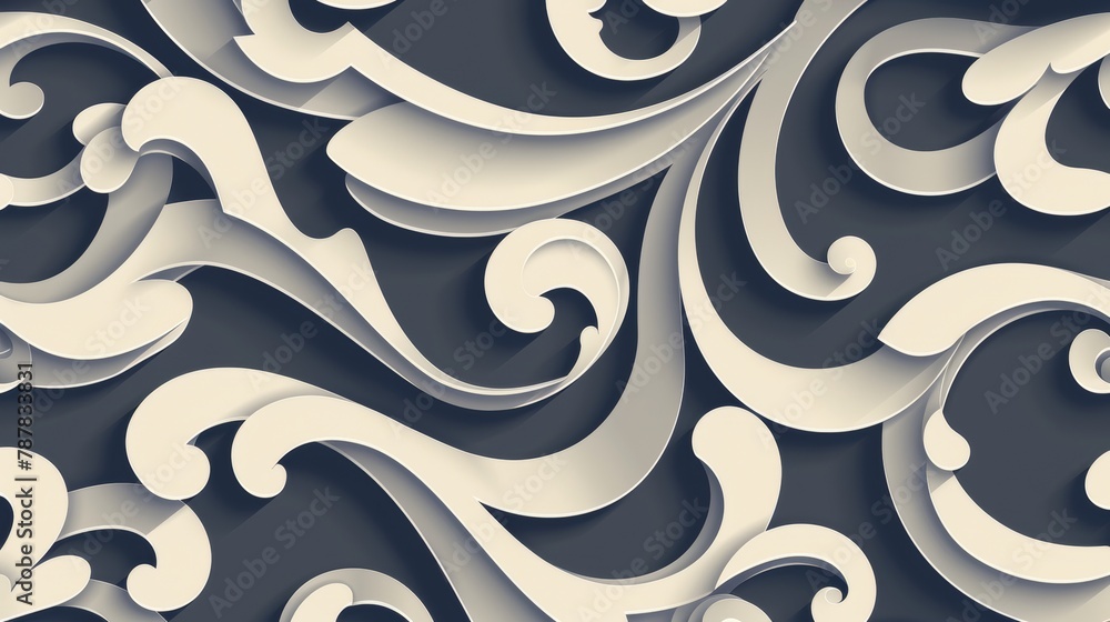 Poster seamless vintage pattern with curve. repeating abstract background.