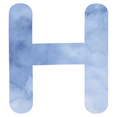 Letter H png blue watercolor alphabet, transparent background