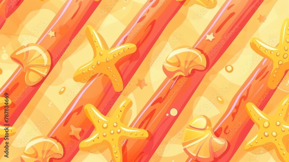 Poster cross lines and starfish on a seamless pattern, suitable for packaging.