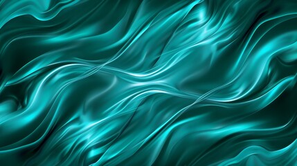A smooth shiny turquoise wave modern background. Suitable for packaging. - obrazy, fototapety, plakaty
