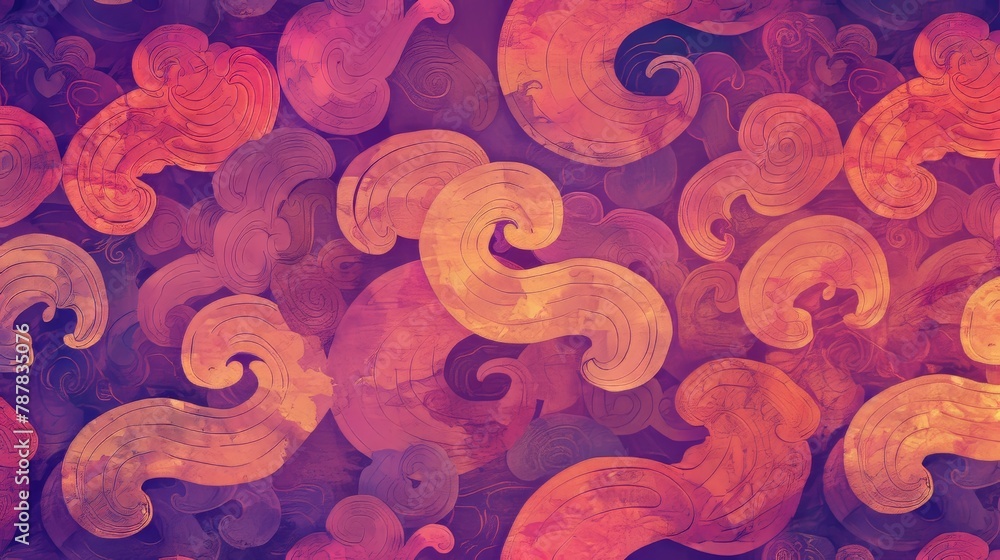Poster curved vintage pattern with repeating abstract background
