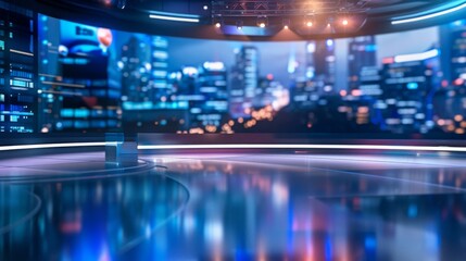 3D Virtual News Studio Background. 3d rendering