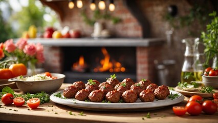 Kufta Meatballs made from minced meat and spices - obrazy, fototapety, plakaty