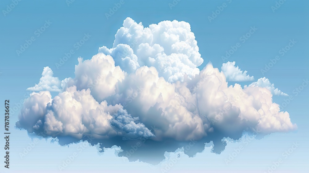 Poster the fluffy cirrus cumulus cloud, isolated on a transparent background, is a realistic representation
