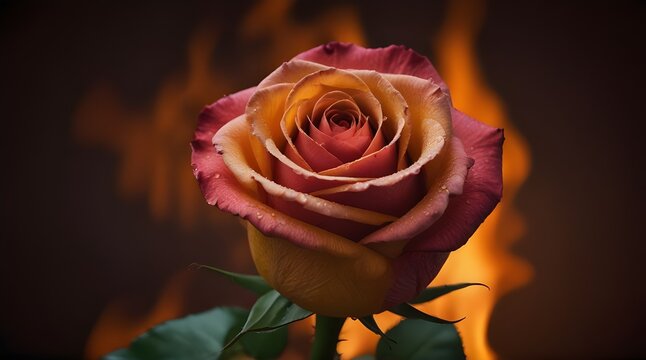 Fire rose .Generative AI