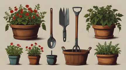 Gardening Items Vector illustration .Generative AI