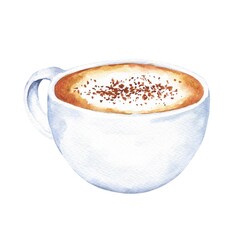 Cup of coffee cappuccino food watercolor illustration